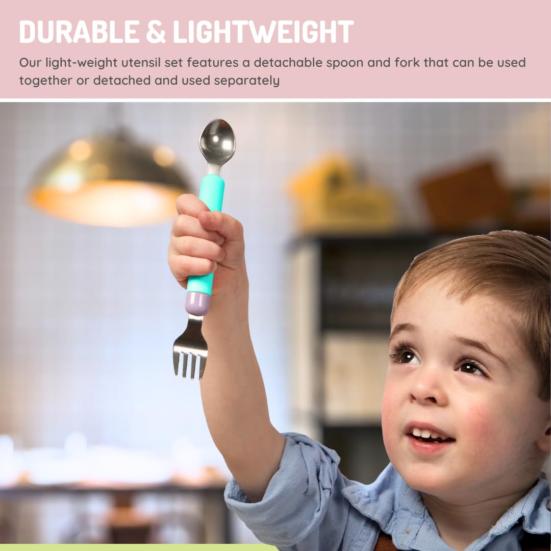 melii Spork On The Go Travel Utensils for Babies & Toddlers, Detachable Fork and Spoon with Carrying Case