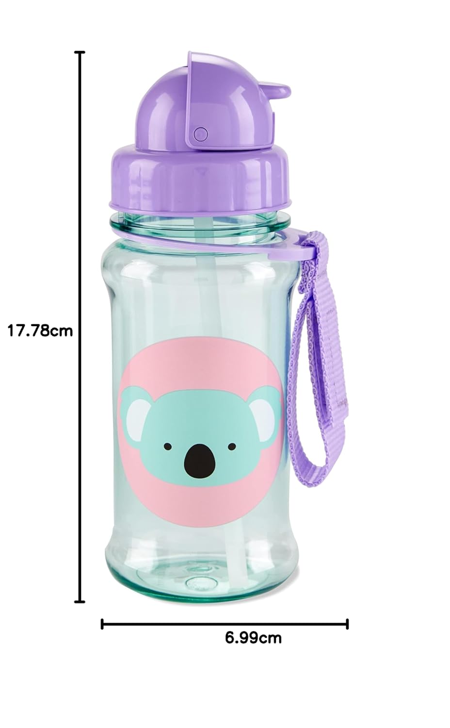 Skip Hop Zoo Straw Bottle for Kids, BPA-Free & PVC-Free Flip-Top Straw Sipper