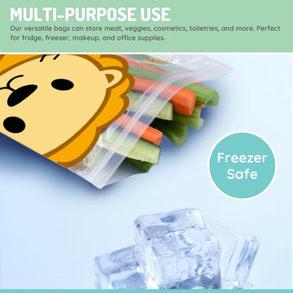 melii Reusable EVA Animal Snack Bags, Pack of 4, Leak Resistant, Washable & Reusable