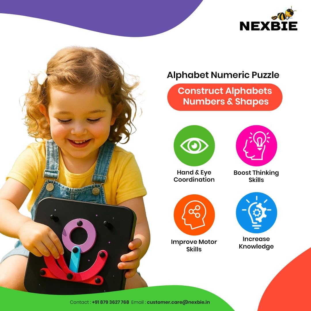 NEXBIE Alpha Numeric Puzzle - Alphabet Construction Puzzle Toys for Kids - Multi Activity Toy