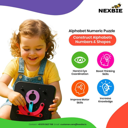 NEXBIE Alpha Numeric Puzzle - Alphabet Construction Puzzle Toys for Kids - Multi Activity Toy