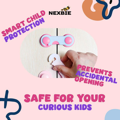 Nexbie Baby Safety Locks with Dual Adhesive Tape, Child Proof, Pack of 5
