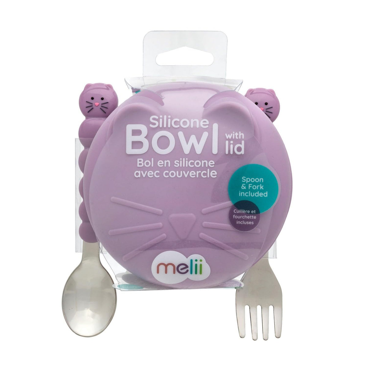 melii Silicone Bowl with Lid & Utensils, 350ml