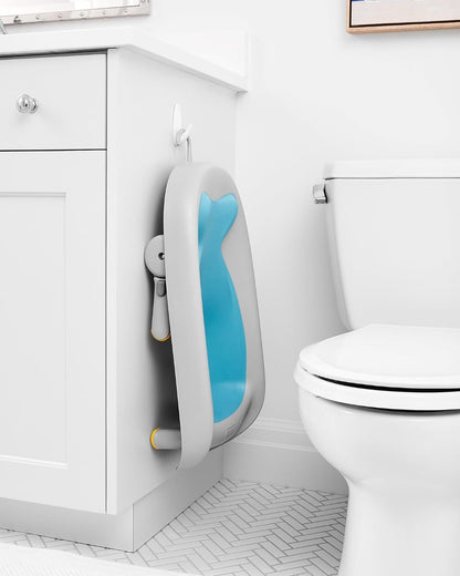 Skip Hop Moby Recline & Rinse Baby Bather, 2-Position Recline, Foldable Bath Support, Blue