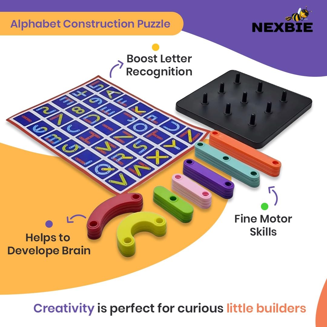 NEXBIE Alpha Numeric Puzzle - Alphabet Construction Puzzle Toys for Kids - Multi Activity Toy