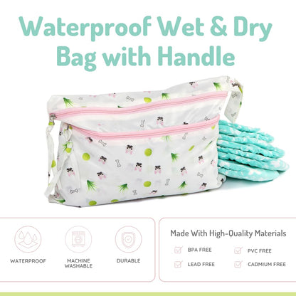 melii Waterproof Wet & Dry Bag with Handle for Wet Clothes, Swimsuits, Diapers and Travel Essentials - Bulldog