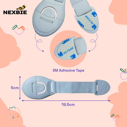 Nexbie Baby Safety Locks for Cabinet, Drawer, Fridge & Cupboard, White, Pack of 10