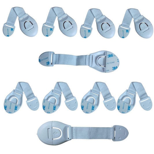 Nexbie Baby Safety Locks for Cabinet, Drawer, Fridge & Cupboard, White, Pack of 10