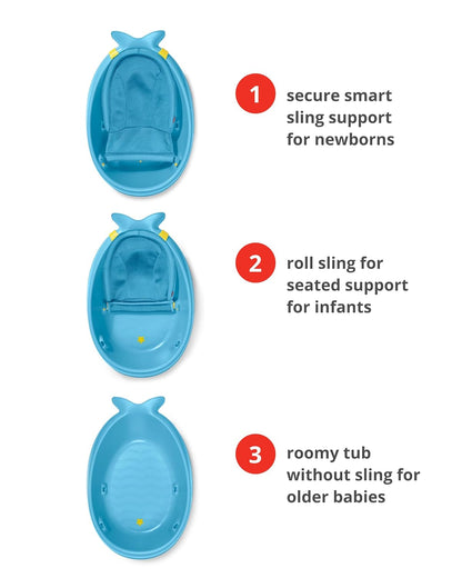 Skip Hop Moby Smart Sling 3-Stage Baby Bath Tub with Drain Plug