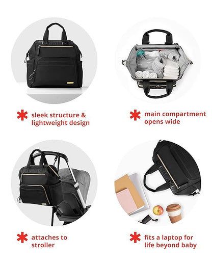 Skip Hop Mainframe Wide Open Diaper Backpack, Lightweight Diaper Bag with Changing Pad, Charcoal