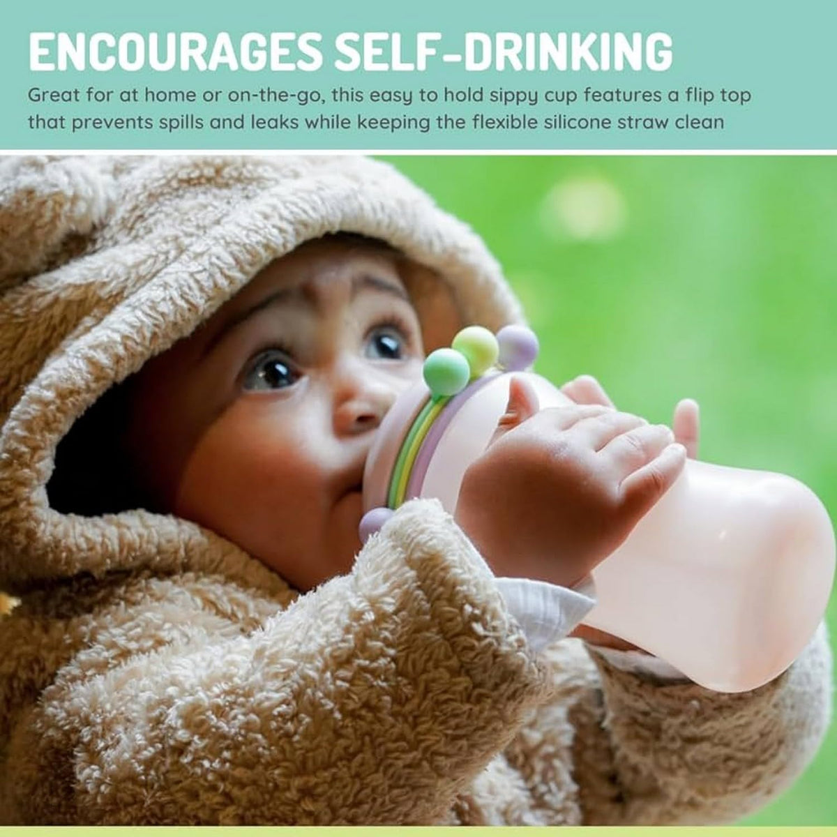 melii Abacus Straw Sippy Cup 340ml for Baby & Toddler, Leak Proof, Flip Top Straw