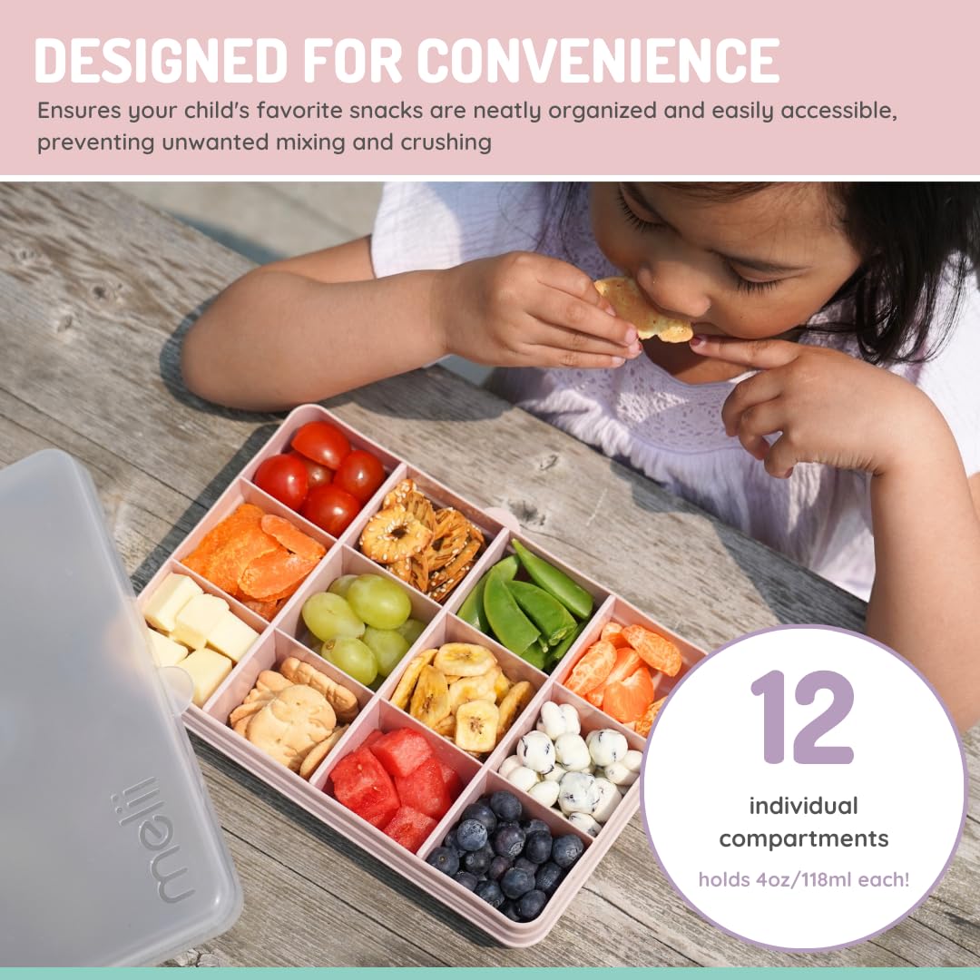 melii Snackle Box with 12 Individual Compartments, Removable Dividers