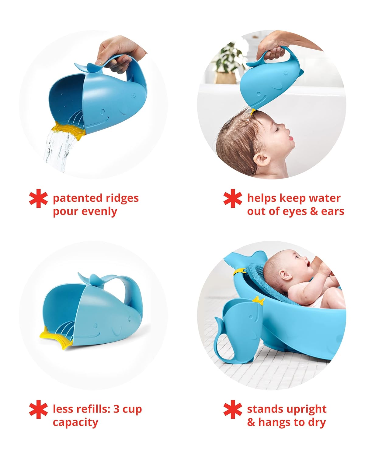 Skip Hop MOBY Waterfall Bath Rinser, Tear-Free Bath Rinse Cup for Babies