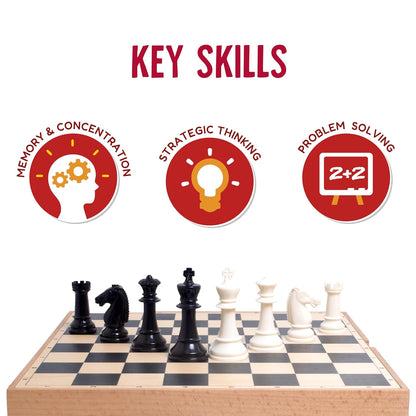 Funskool Deluxe Wooden Chess Set – Classic Strategy Board Game for Kids & Adults (7+)