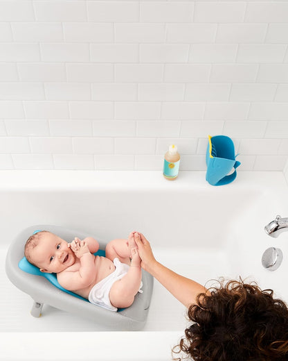 Skip Hop Moby Recline & Rinse Baby Bather, 2-Position Recline, Foldable Bath Support, Blue
