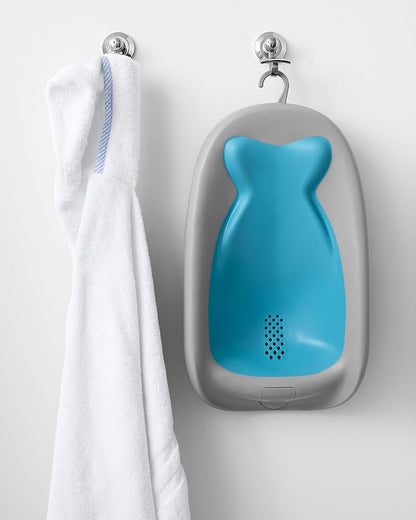 Skip Hop Moby Recline & Rinse Baby Bather, 2-Position Recline, Foldable Bath Support, Blue