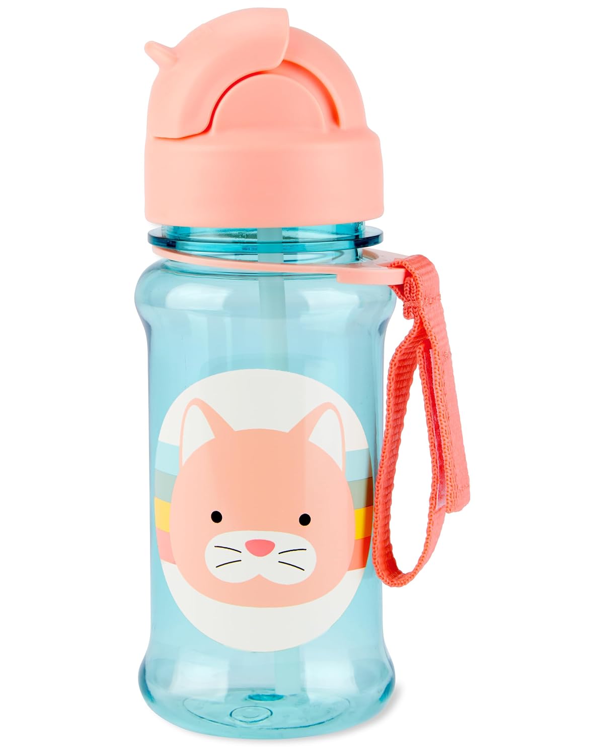 Skip Hop Zoo Straw Bottle for Kids, BPA-Free & PVC-Free Flip-Top Straw Sipper