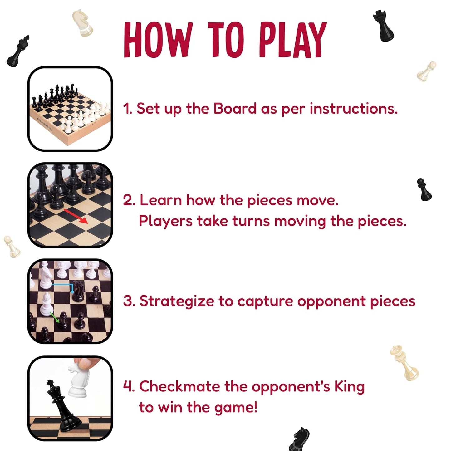 Funskool Deluxe Wooden Chess Set – Classic Strategy Board Game for Kids & Adults (7+)