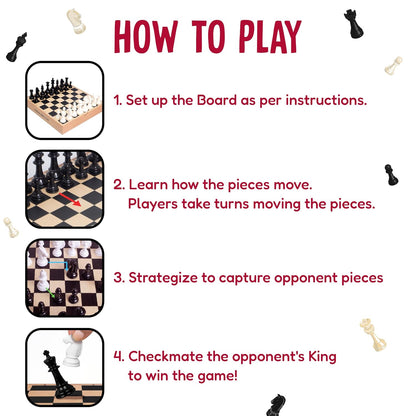 Funskool Deluxe Wooden Chess Set – Classic Strategy Board Game for Kids & Adults (7+)