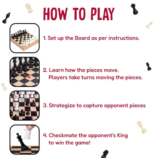 Funskool Deluxe Wooden Chess Set – Classic Strategy Board Game for Kids & Adults (7+)
