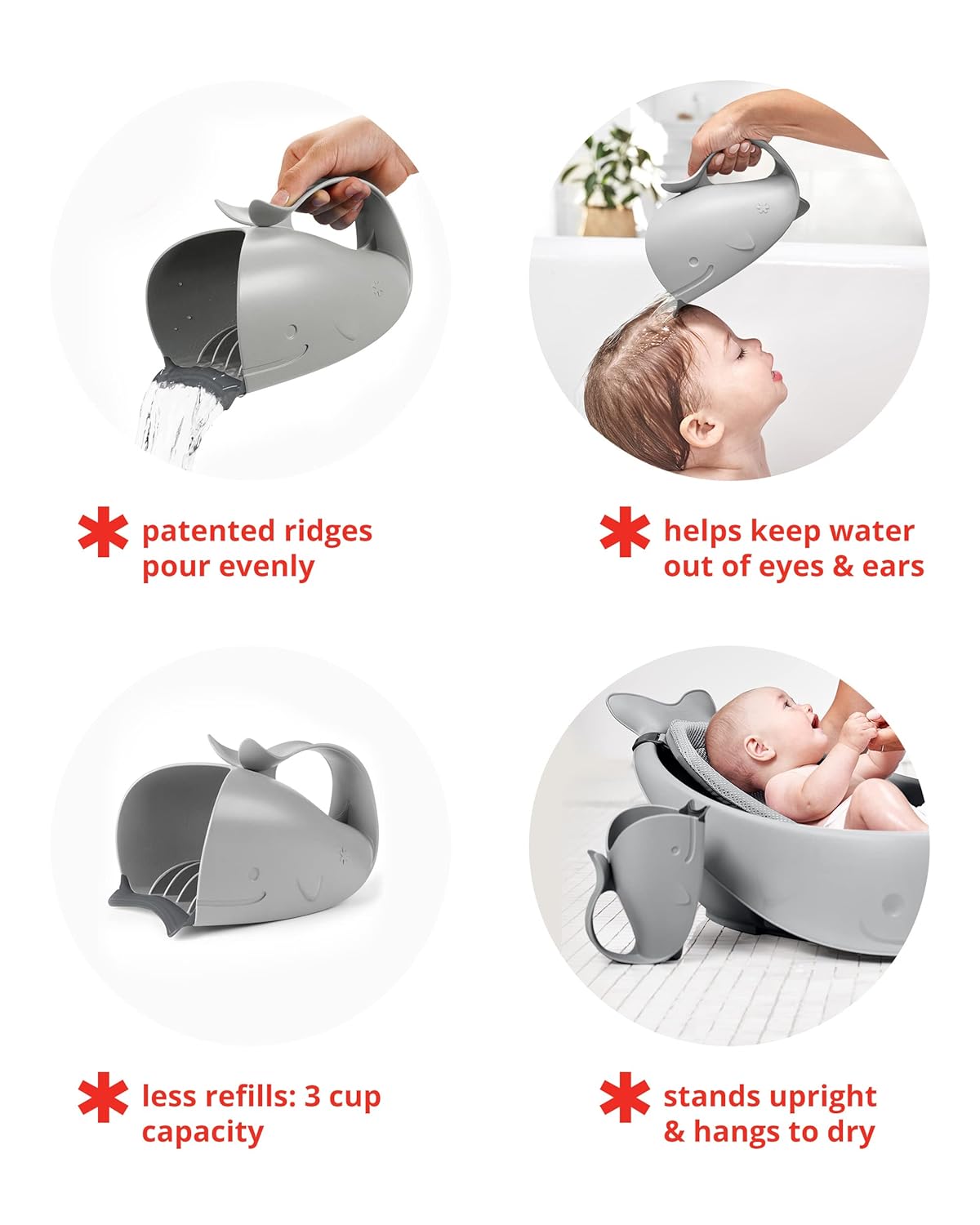 Skip Hop MOBY Waterfall Bath Rinser, Tear-Free Bath Rinse Cup for Babies