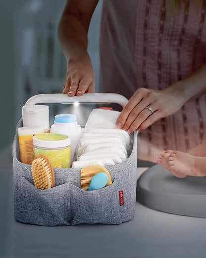 Skip Hop Light Up Diaper Caddy with Touch-Sensitive Light Handle, Grey, 13L