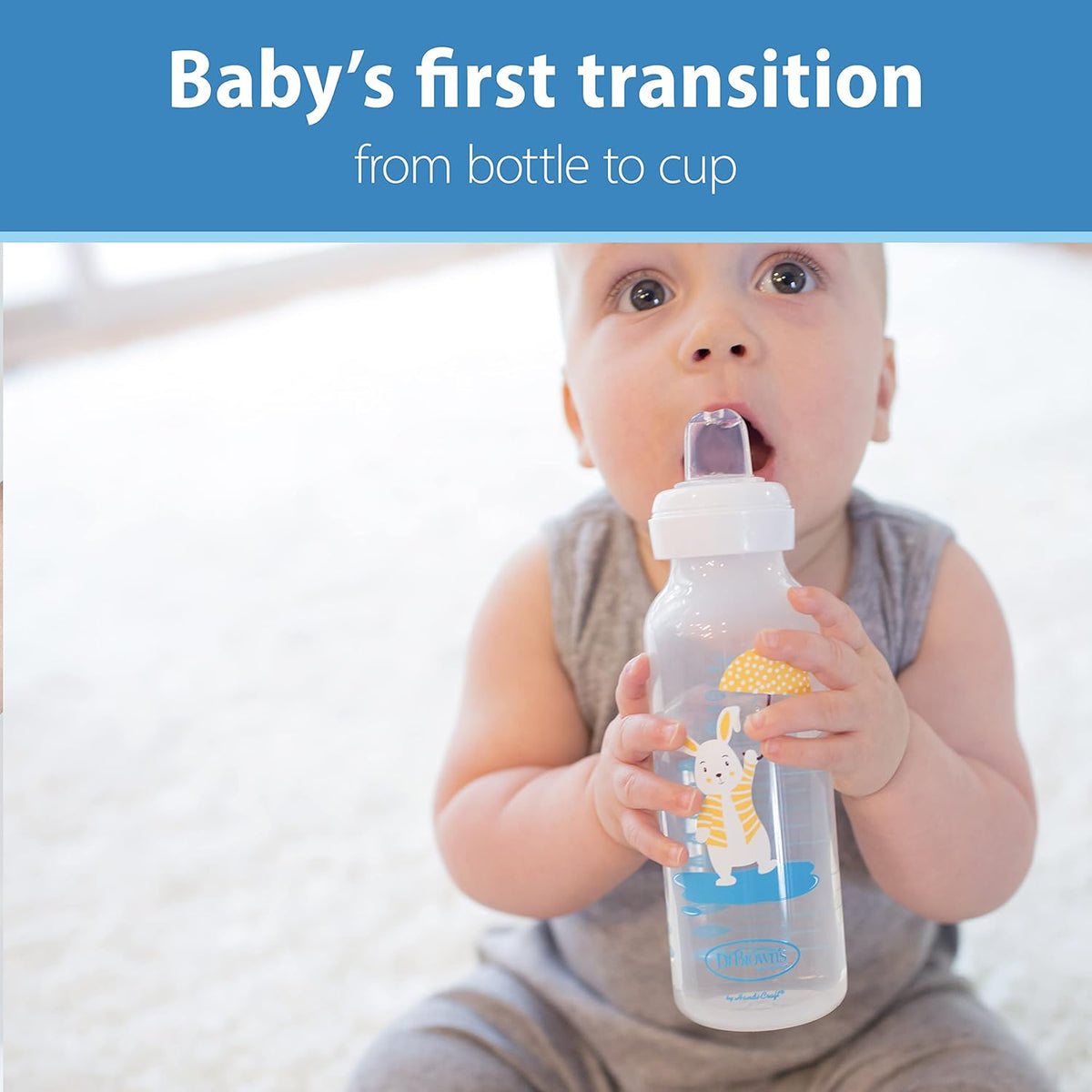 Dr. Brown's Narrow Options+ Sippy Spout Baby Bottle 8oz/250ml - Bunny