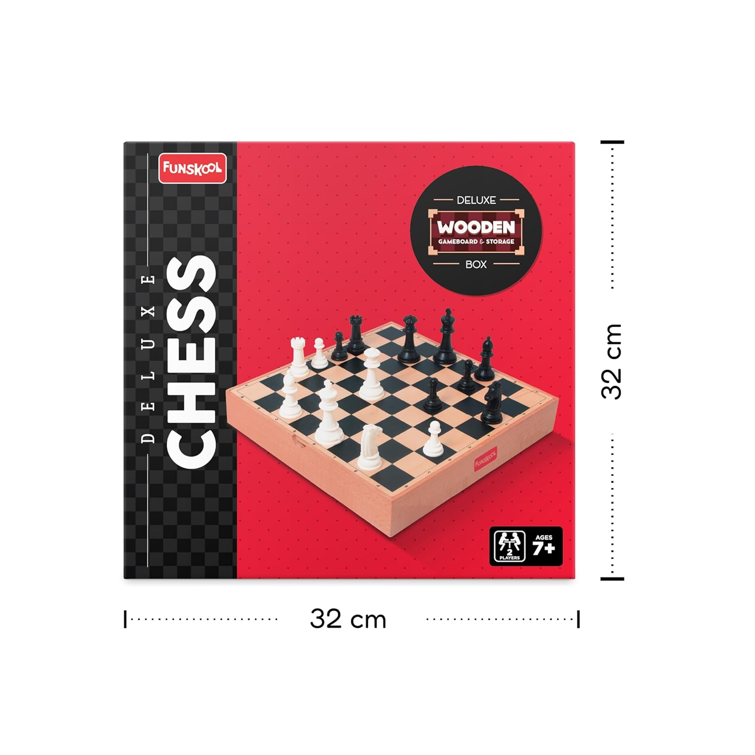 Funskool Deluxe Wooden Chess Set – Classic Strategy Board Game for Kids & Adults (7+)