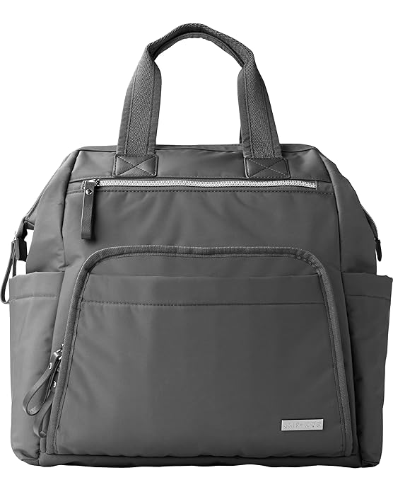 Skip Hop Mainframe Wide Open Diaper Backpack, Lightweight Diaper Bag with Changing Pad, Charcoal