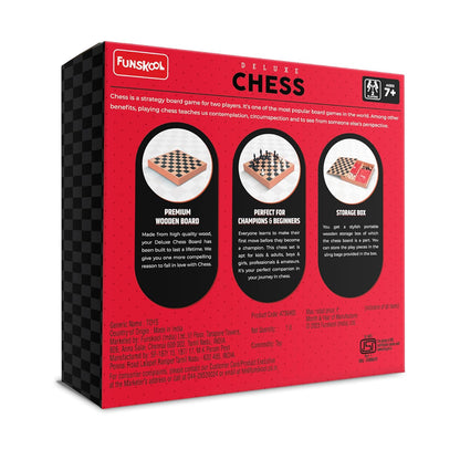 Funskool Deluxe Wooden Chess Set – Classic Strategy Board Game for Kids & Adults (7+)