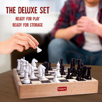 Funskool Deluxe Wooden Chess Set – Classic Strategy Board Game for Kids & Adults (7+)