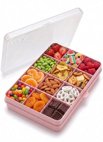 melii Snackle Box with 12 Individual Compartments, Removable Dividers