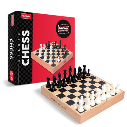 Funskool Deluxe Wooden Chess Set – Classic Strategy Board Game for Kids & Adults (7+)