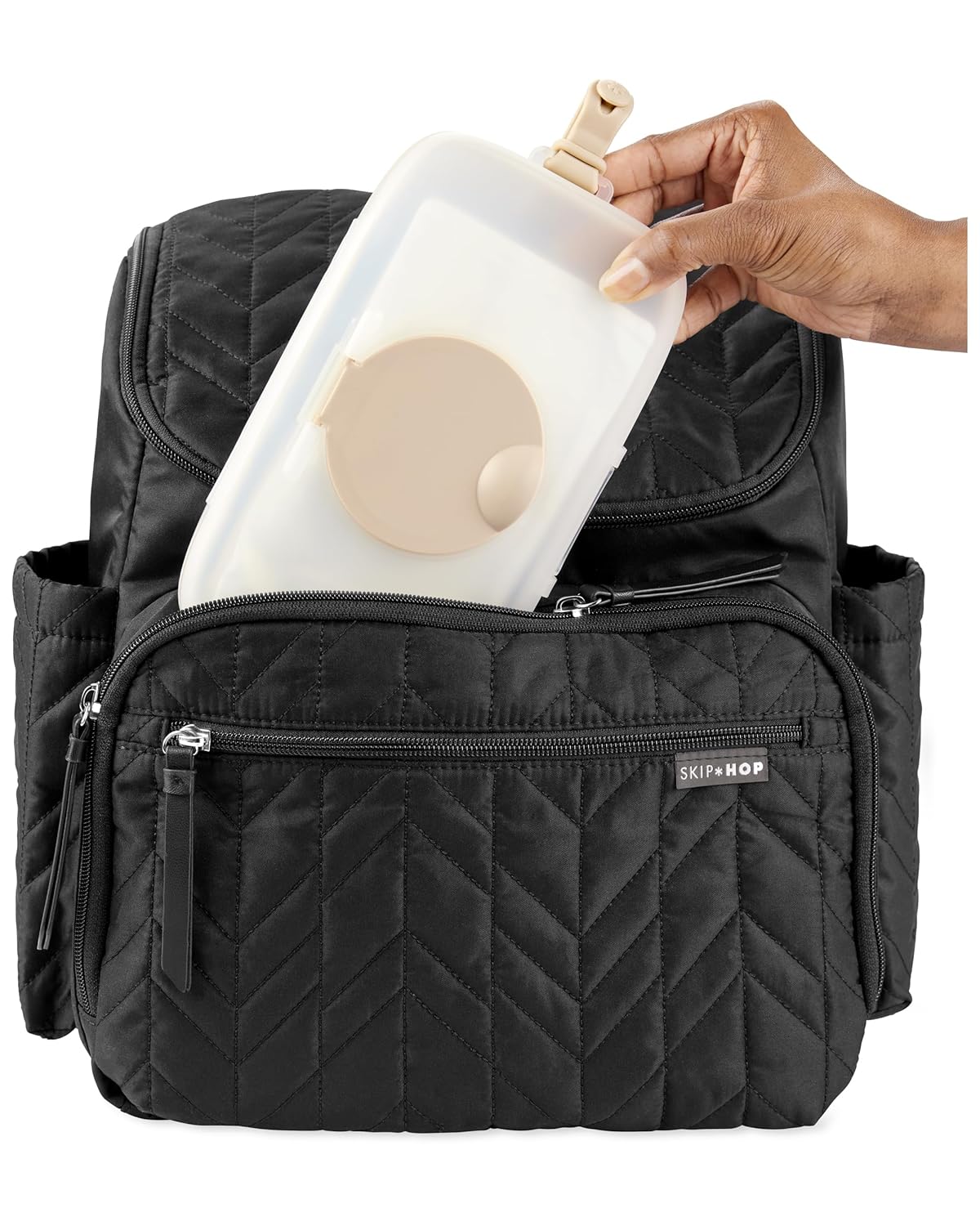 Skip Hop Baby Snug Seal Wipes Case with Moisture-Lock Silicone Seal, Oat