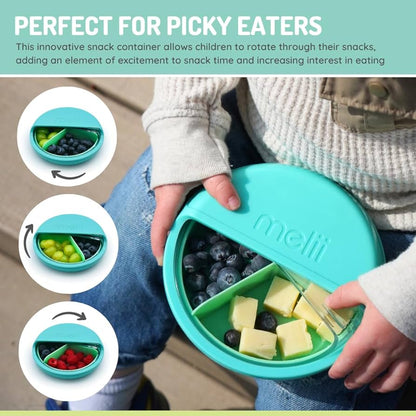 melii Spin Snack Container with 3 Snack Compartments
